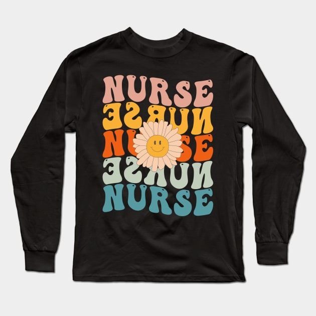 Retro Groovy Nurse Life For Women Nursing For Nurses Week Long Sleeve T-Shirt by drag is art